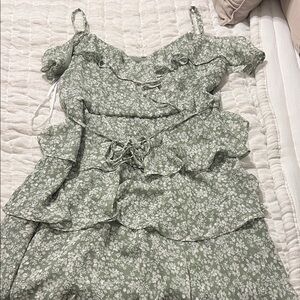 by & by Sage Green Floral Dress